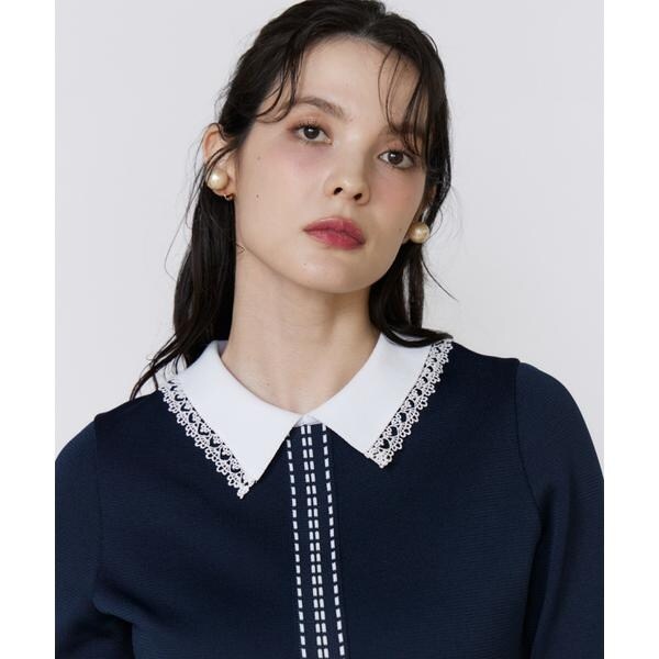 マーリエ ル カセット（Maglie le cassetto）/《M Maglie le cassetto》レース衿ニットワンピース