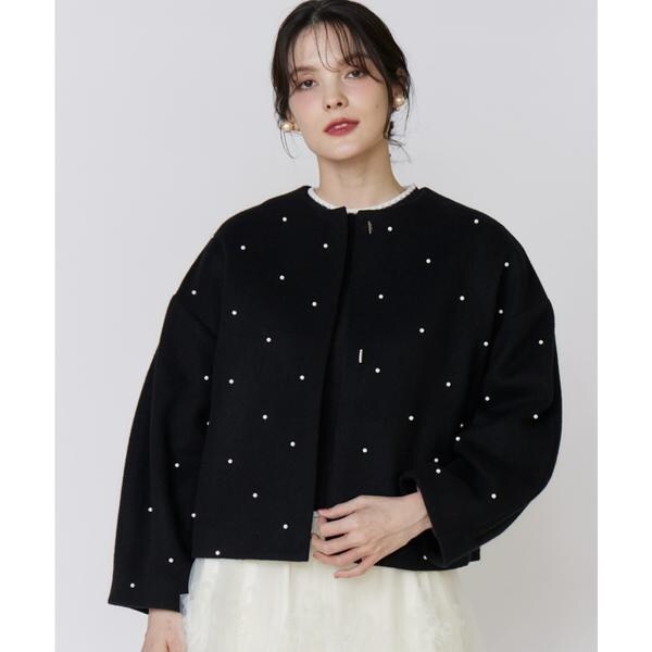マーリエ ル カセット（Maglie le cassetto）/《大きいサイズ》パールショートコート