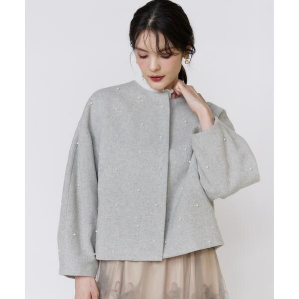 マーリエ ル カセット（Maglie le cassetto）/《大きいサイズ》パールショートコート
