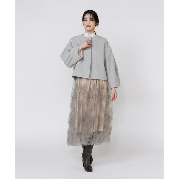 マーリエ ル カセット（Maglie le cassetto）/《大きいサイズ》パールショートコート