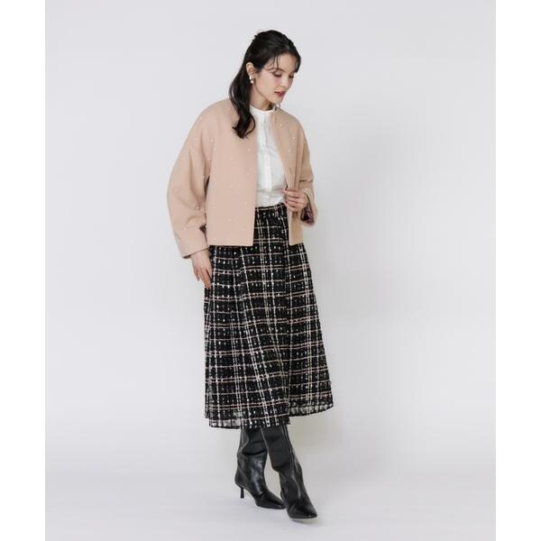 マーリエ ル カセット（Maglie le cassetto）/《大きいサイズ》パールショートコート