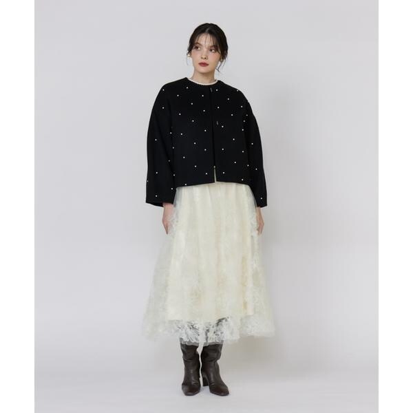 マーリエ ル カセット（Maglie le cassetto）/《大きいサイズ》パールショートコート