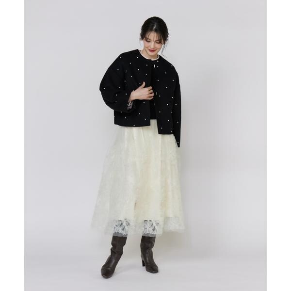 マーリエ ル カセット（Maglie le cassetto）/《大きいサイズ》パールショートコート