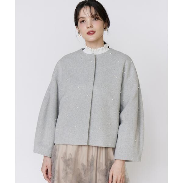 マーリエ ル カセット（Maglie le cassetto）/《大きいサイズ》パールショートコート