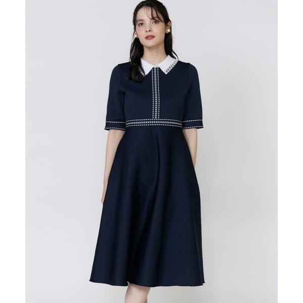 マーリエ ル カセット（Maglie le cassetto）/《大きいサイズ》レース衿ニットワンピース《M Maglie le cassetto》