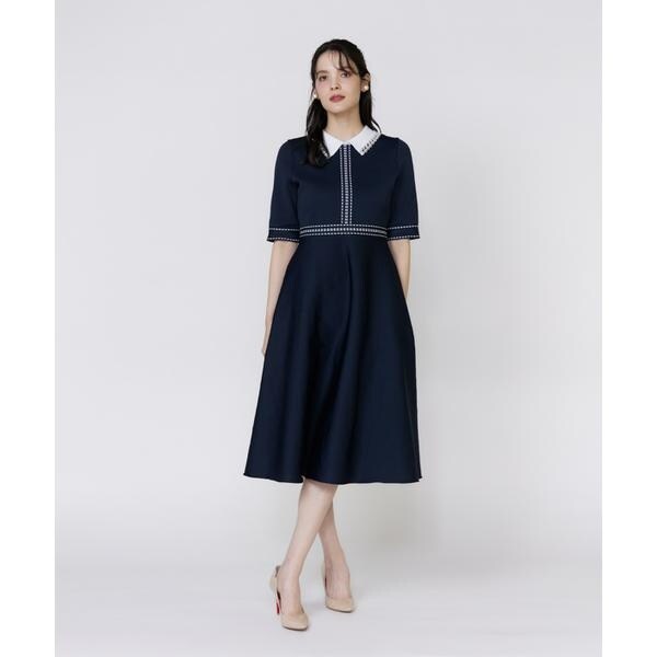 マーリエ ル カセット（Maglie le cassetto）/《大きいサイズ》レース衿ニットワンピース《M Maglie le cassetto》