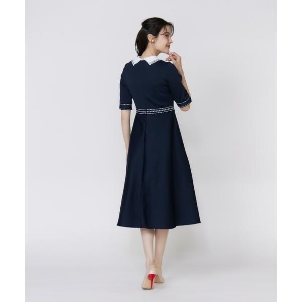 マーリエ ル カセット（Maglie le cassetto）/《大きいサイズ》レース衿ニットワンピース《M Maglie le cassetto》