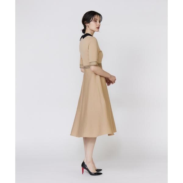 マーリエ ル カセット（Maglie le cassetto）/《大きいサイズ》レース衿ニットワンピース《M Maglie le cassetto》