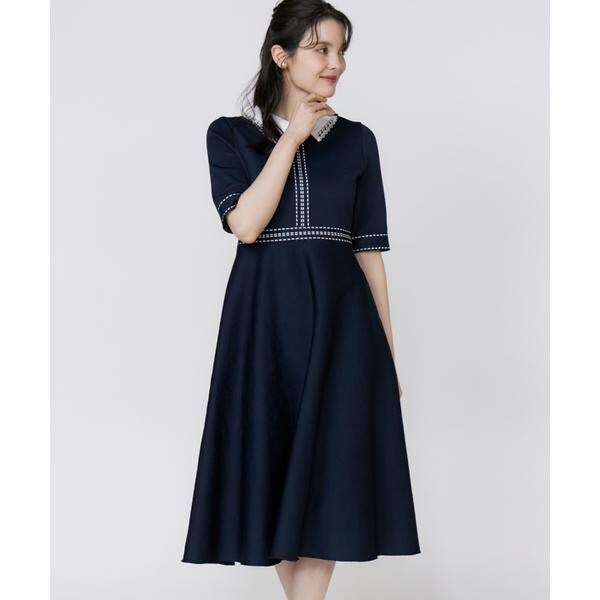 マーリエ ル カセット（Maglie le cassetto）/《大きいサイズ》レース衿ニットワンピース《M Maglie le cassetto》