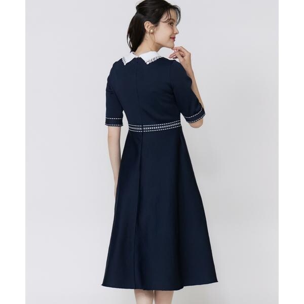 マーリエ ル カセット（Maglie le cassetto）/《大きいサイズ》レース衿ニットワンピース《M Maglie le cassetto》