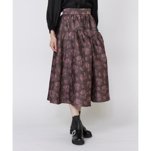 マーリエ ル カセット（Maglie le cassetto）/《大きいサイズ》フラワージャガードスカート