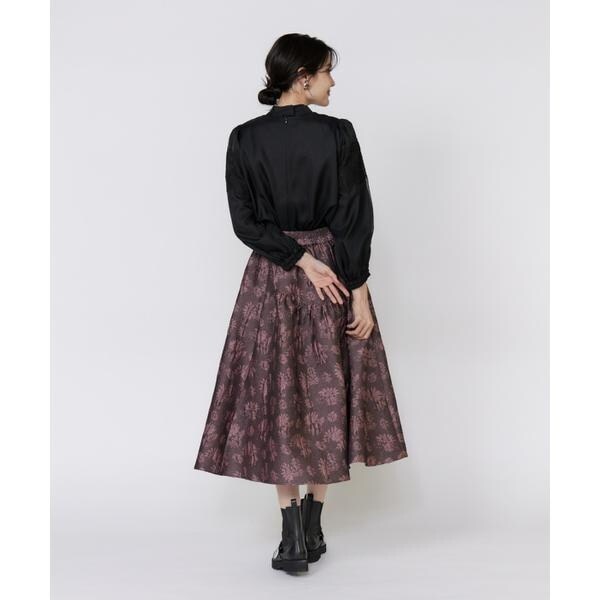 マーリエ ル カセット（Maglie le cassetto）/《大きいサイズ》フラワージャガードスカート
