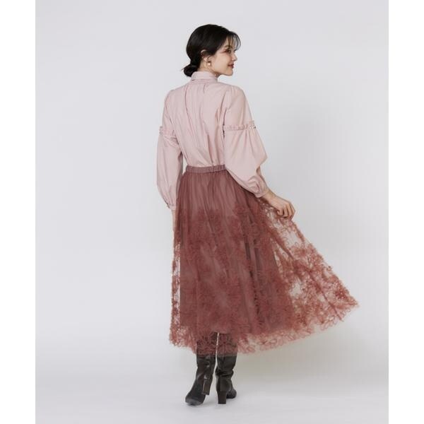 マーリエ ル カセット（Maglie le cassetto）/《大きいサイズ》袖ビジューボウタイブラウス