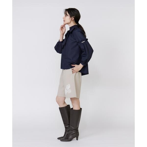 マーリエ ル カセット（Maglie le cassetto）/《大きいサイズ》袖ビジューボウタイブラウス