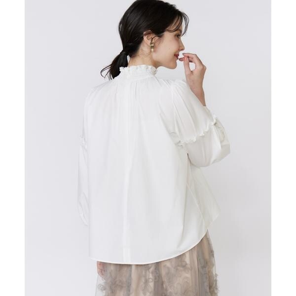 マーリエ ル カセット（Maglie le cassetto）/《大きいサイズ》袖ビジューボウタイブラウス