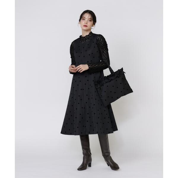 マーリエ ル カセット（Maglie le cassetto）/《プラスサイズ》《WEB限定》ドットフロッキーワンピース《M Maglie le cassett