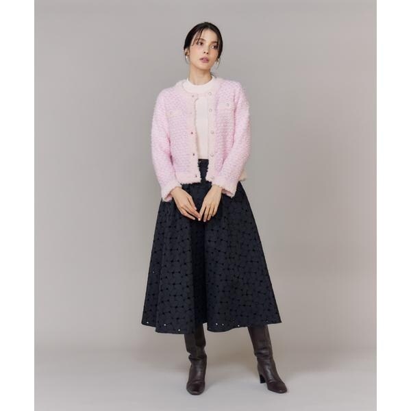 【NEW】マーリエ ル カセット（Maglie le cassetto）/《大きいサイズ》ラメフェザーニットジャケット