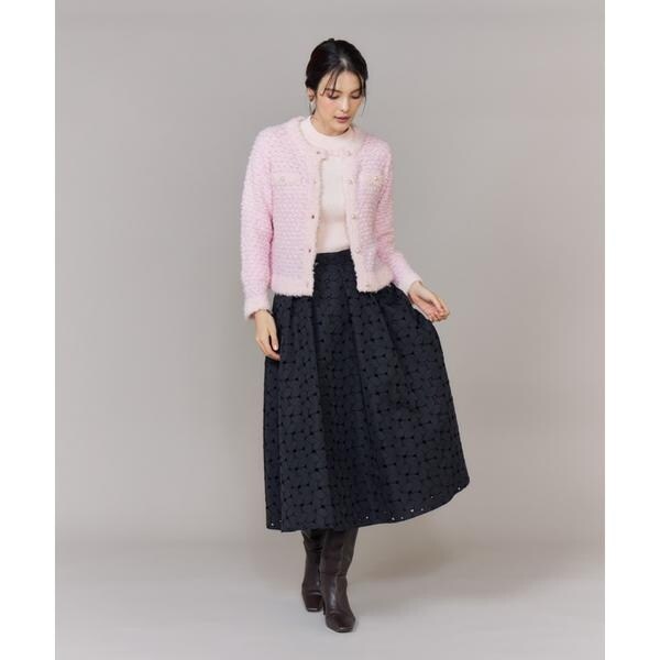 【NEW】マーリエ ル カセット（Maglie le cassetto）/《大きいサイズ》ラメフェザーニットジャケット