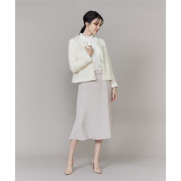 【NEW】マーリエ ル カセット（Maglie le cassetto）/《大きいサイズ》ラメフェザーニットジャケット