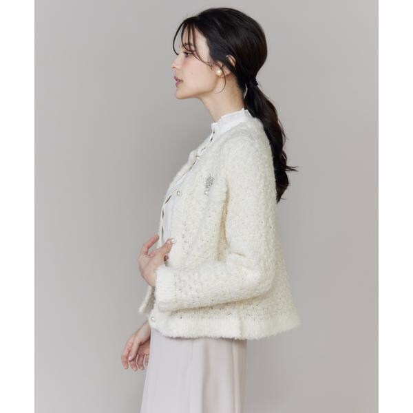 【NEW】マーリエ ル カセット（Maglie le cassetto）/《大きいサイズ》ラメフェザーニットジャケット