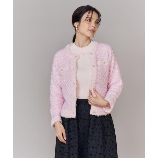 【NEW】マーリエ ル カセット（Maglie le cassetto）/《大きいサイズ》ラメフェザーニットジャケット