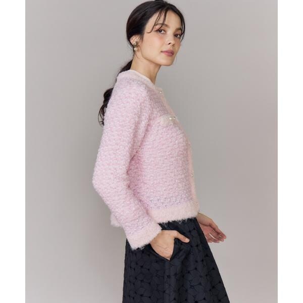 【NEW】マーリエ ル カセット（Maglie le cassetto）/《大きいサイズ》ラメフェザーニットジャケット