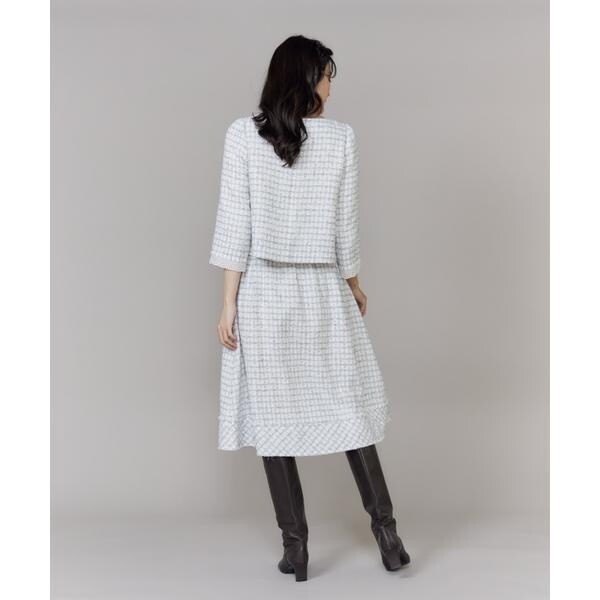 【NEW】マーリエ ル カセット（Maglie le cassetto）/《M Maglie le cassetto》袖刺繍レース艶めきツィードブラウス