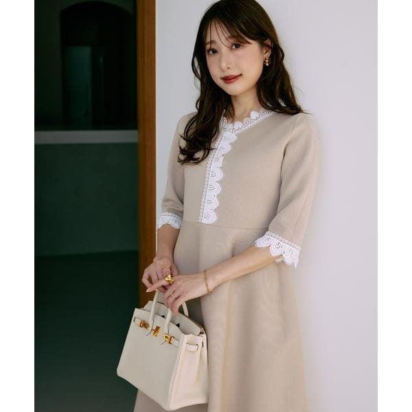マーリエ ル カセット（Maglie le cassetto）/《大きいサイズ》愛されクラシカル“Lace”ニットワンピース《M Maglie le cas