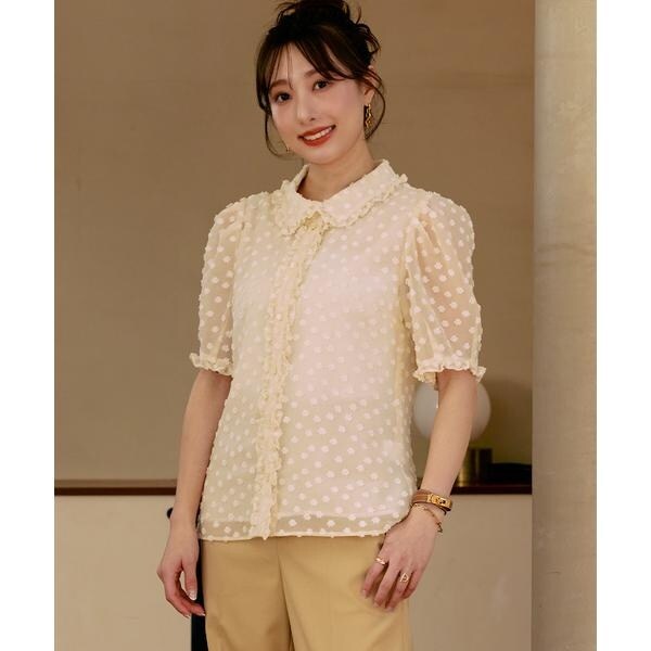 マーリエ ル カセット（Maglie le cassetto）/《大きいサイズ》華やぎフリルカラードットジャガードブラウス《M Maglie l_6