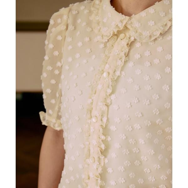 マーリエ ル カセット（Maglie le cassetto）/《大きいサイズ》華やぎフリルカラードットジャガードブラウス《M Maglie l_9