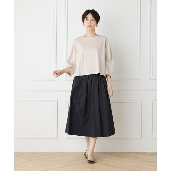 セブンアイディコンセプト（7ID concept）/《大きいサイズ》スーピマコットンボリューム袖カットソー