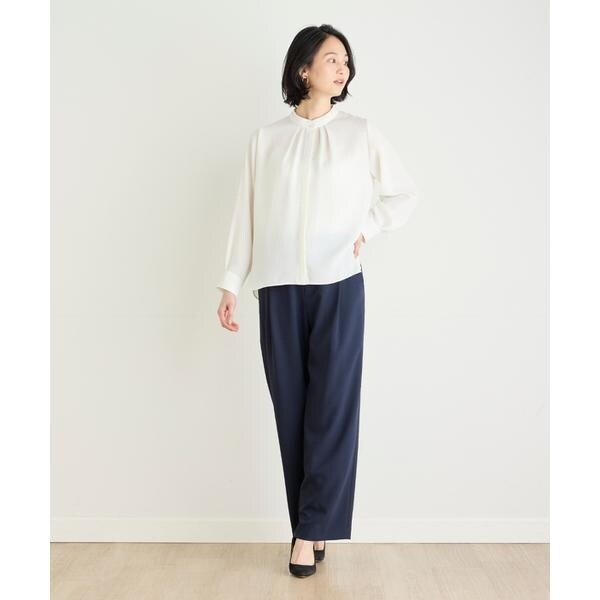 セブンアイディコンセプト（7ID concept）/《大きいサイズ》スタンドカラーブラウス