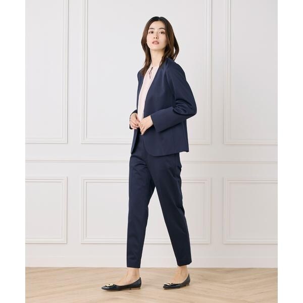 セブンアイディコンセプト（7ID concept）/《大きいサイズ》ノーカラーストレッチジャケット