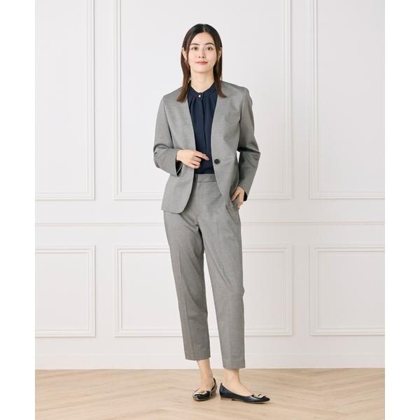 セブンアイディコンセプト（7ID concept）/《大きいサイズ》ノーカラーストレッチジャケット