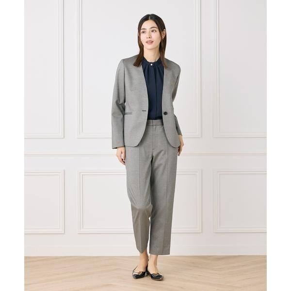 セブンアイディコンセプト（7ID concept）/《大きいサイズ》ノーカラーストレッチジャケット