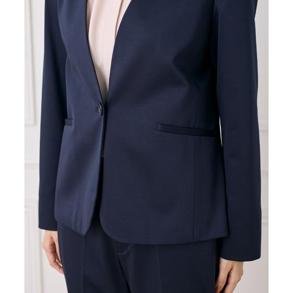 セブンアイディコンセプト（7ID concept）/《大きいサイズ》ノーカラーストレッチジャケット