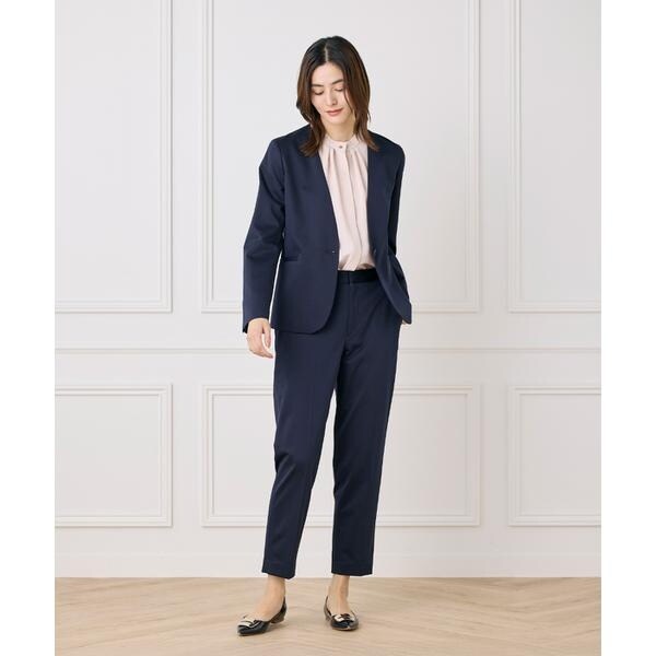 セブンアイディコンセプト（7ID concept）/《大きいサイズ》ノーカラーストレッチジャケット