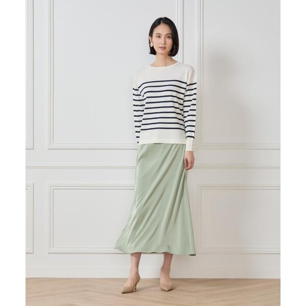 セブンアイディコンセプト（7ID concept）/《大きいサイズ》ボーダーニットプルオーバー