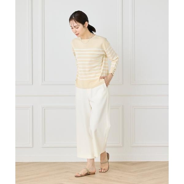 セブンアイディコンセプト（7ID concept）/《大きいサイズ》ボーダーニットプルオーバー