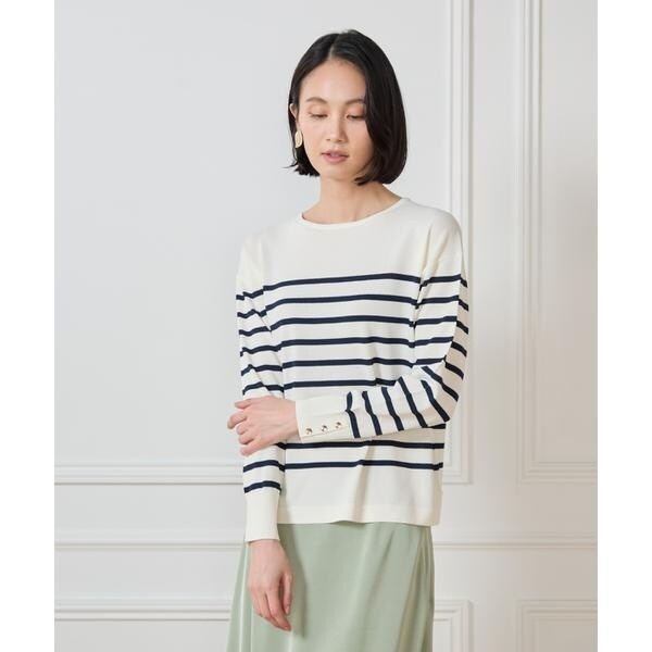 セブンアイディコンセプト（7ID concept）/《大きいサイズ》ボーダーニットプルオーバー