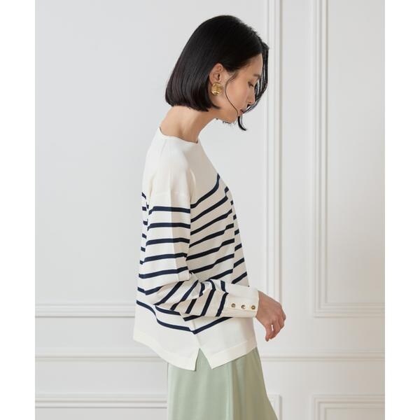 セブンアイディコンセプト（7ID concept）/《大きいサイズ》ボーダーニットプルオーバー