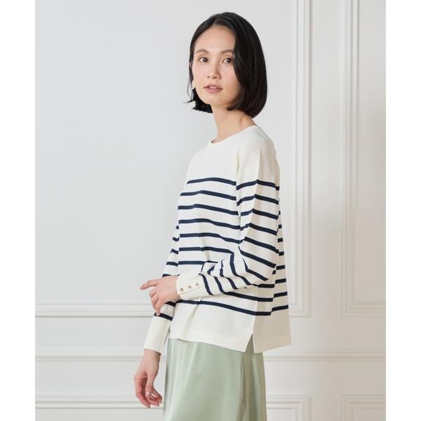 セブンアイディコンセプト（7ID concept）/《大きいサイズ》ボーダーニットプルオーバー