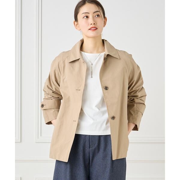 セブンアイディコンセプト（7ID concept）/《大きいサイズ》 ナイロンタッサーミドル丈ステンカラーコート