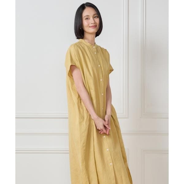 セブンアイディコンセプト（7ID concept）/《大きいサイズ》リネンフレンチスリーブシャツワンピース