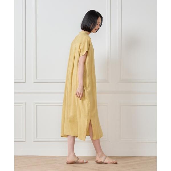 セブンアイディコンセプト（7ID concept）/《大きいサイズ》リネンフレンチスリーブシャツワンピース