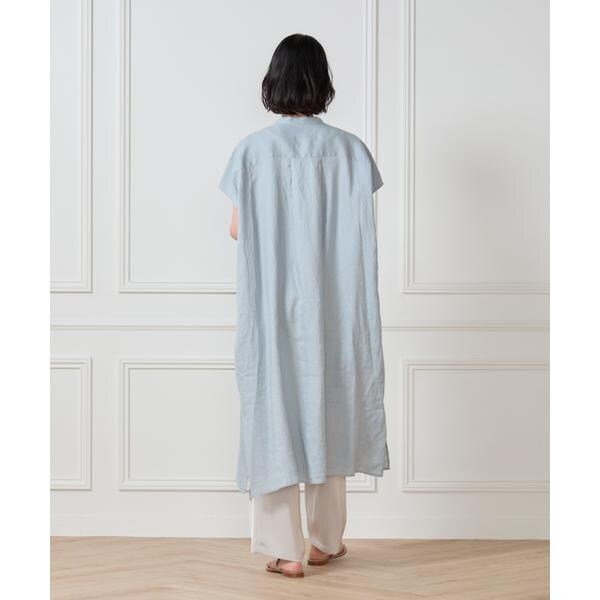 セブンアイディコンセプト（7ID concept）/《大きいサイズ》リネンフレンチスリーブシャツワンピース