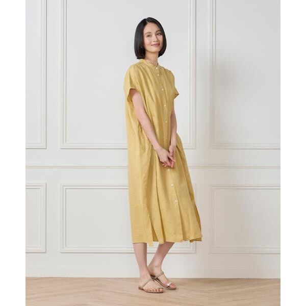 セブンアイディコンセプト（7ID concept）/《大きいサイズ》リネンフレンチスリーブシャツワンピース