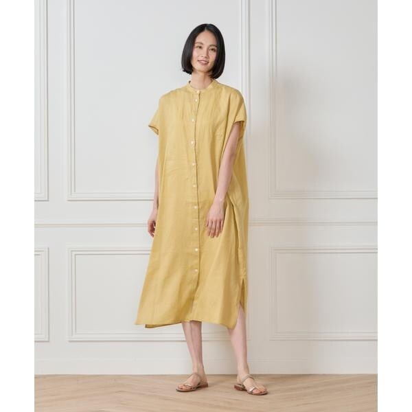 セブンアイディコンセプト（7ID concept）/《大きいサイズ》リネンフレンチスリーブシャツワンピース
