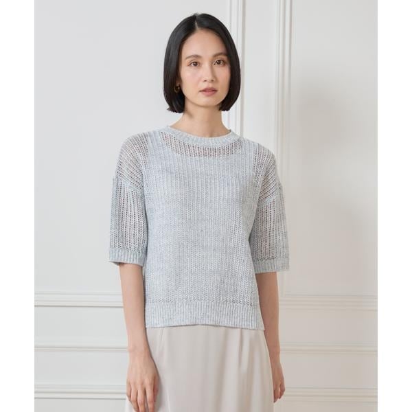 セブンアイディコンセプト（7ID concept）/《大きいサイズ》ボックスシルエット透かし柄ニット
