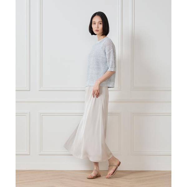 セブンアイディコンセプト（7ID concept）/《大きいサイズ》ボックスシルエット透かし柄ニット